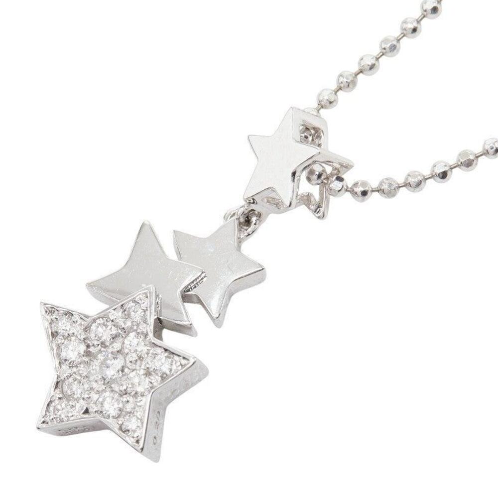 Golden Dew K18WG Polaris Star Motif Diamond 0.03ct 0.12ct 0.05ct Pendant